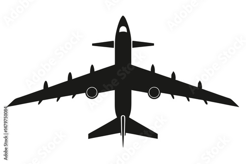 plane silhouette vector, airplane black symbol, aircraft icon 