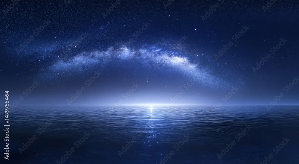 Fototapeta premium Milky Way Galaxy over a Calm Sea at Night