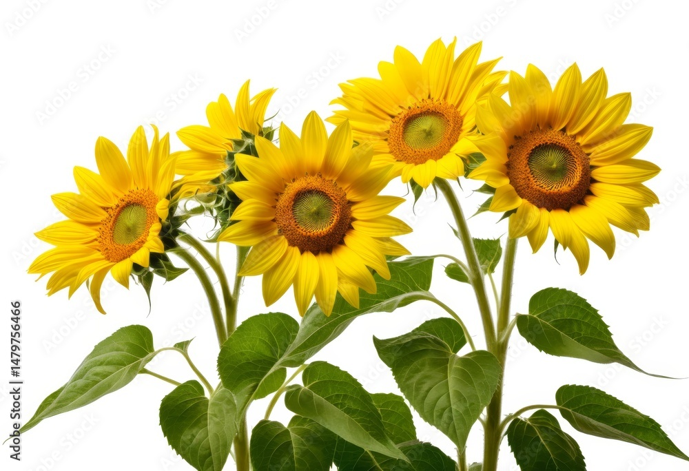 Fototapeta premium There are three sunflowers in the vase on the table