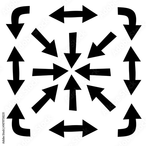 Set of black arrow symbols shapes vector illustration icons