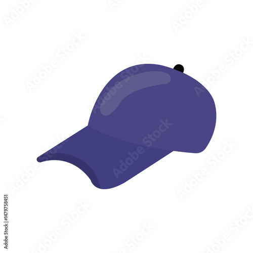 Wallpaper Mural Flat vector of a blue baseball cap with curved brim, perfect for casual or sportswear design Torontodigital.ca