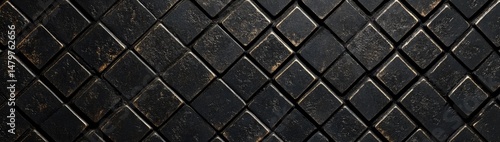 Dark, textured, diamond-shaped tiles