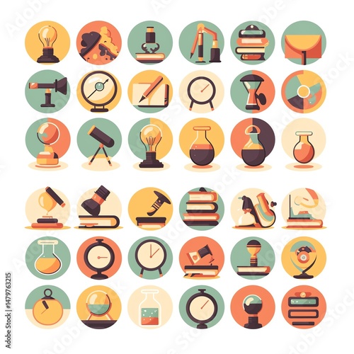 Colorful Educational Icons A Delightful Collection of Learning Symbols for Students