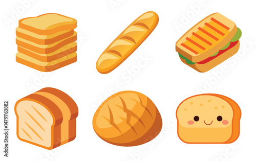 Set of bread vector object on white background 