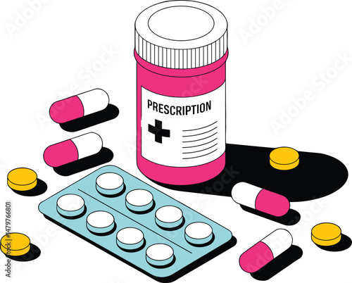 Medicine bottle with pills