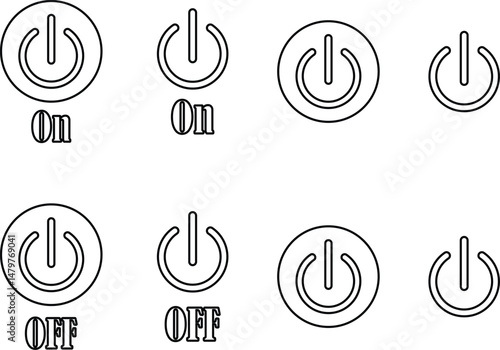 Power on or off button icon set. Turn on and turn off switch button. On and off toggle switch buttons. On and off vector with red and green color collection isolated on transparent background.