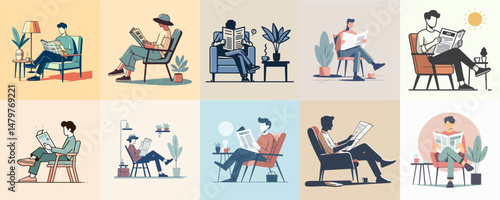 collection of person reading newspaper