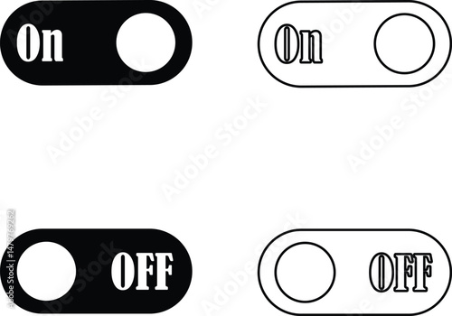 Power on or off button icon set. Turn on and turn off switch button. On and off toggle switch buttons. On and off vector with red and green color collection isolated on transparent background.