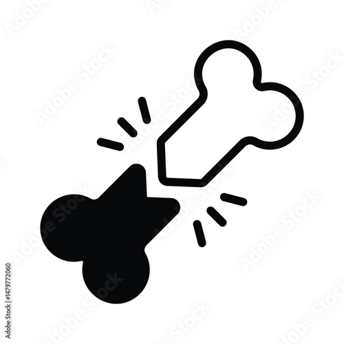 Handy icon of cracked bone designed in glyph style