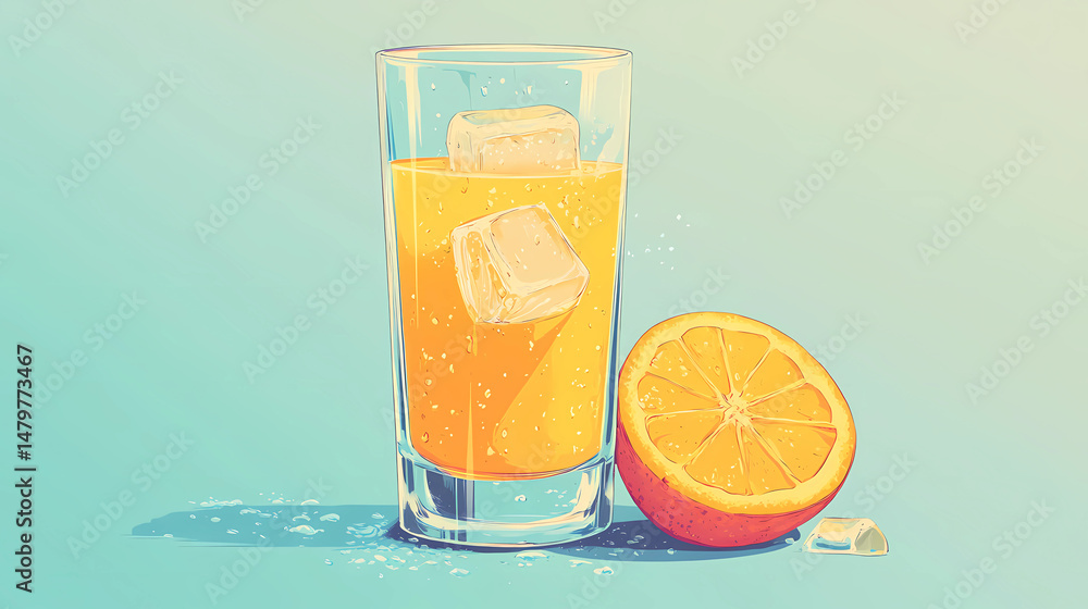 Freshly squeezed orange juice in a glass Freshly squeezed orange juice in a glass