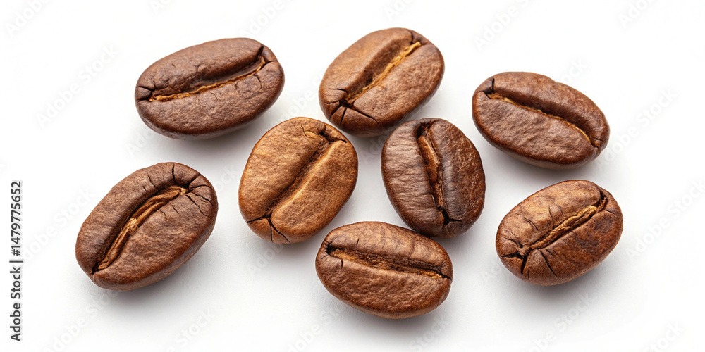 Obraz premium Set of fresh roasted coffee beans isolated on white background images light background