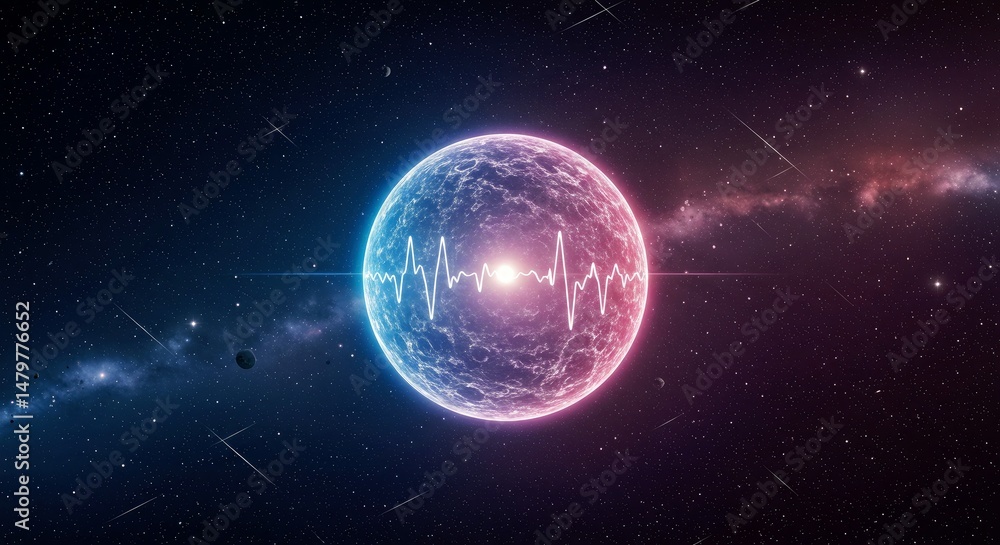 Obraz premium A backdrop of deep space and meteor trails