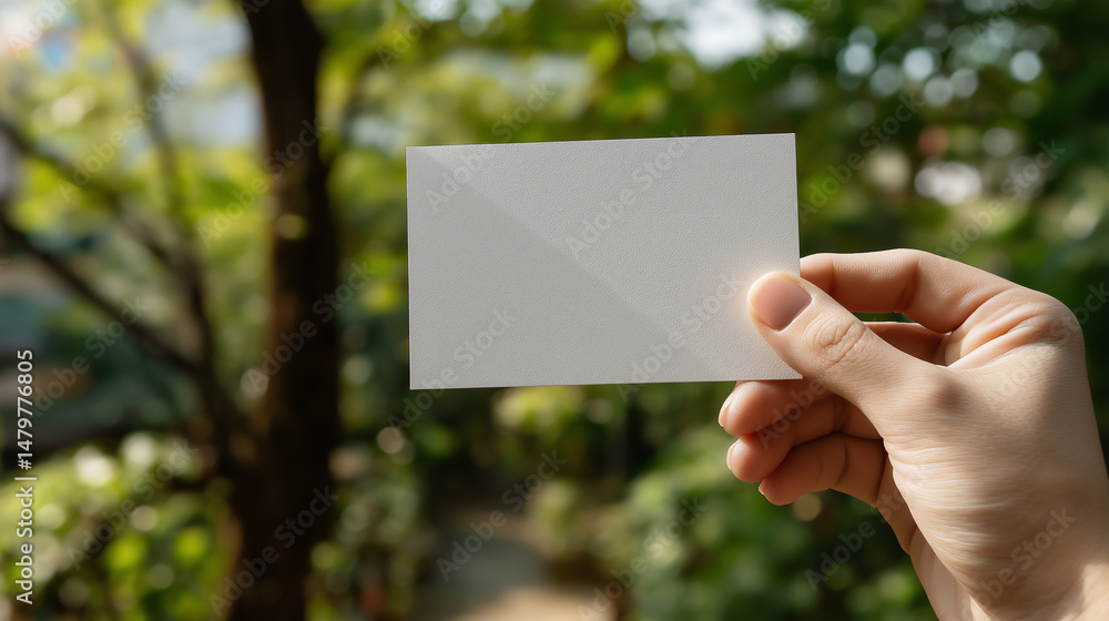 Hand holding blank business card. Hand holding blank business card.