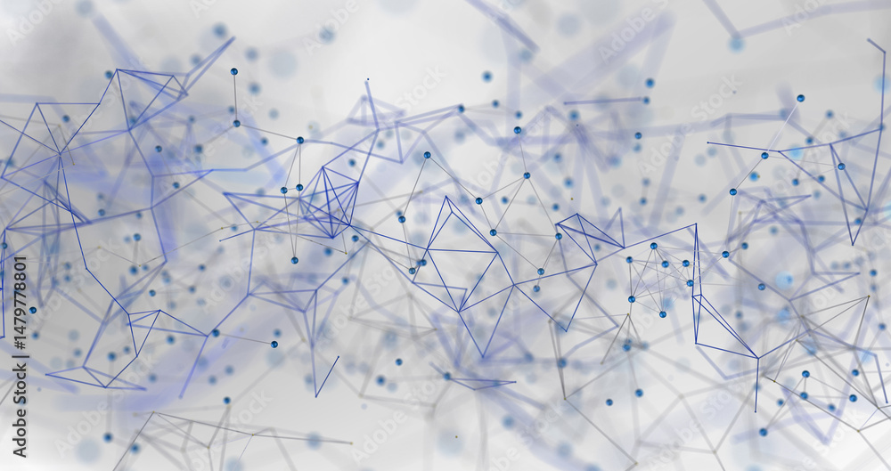 Fototapeta premium Global network. Blockchain. 3D illustration. Neural networks and artificial intelligence. Abstract - neural network exposure digital