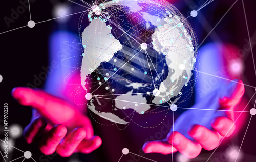 world Global network. Block...