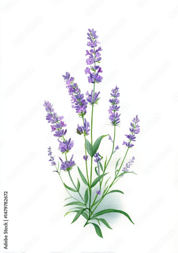Naklejka premium Botanical Illustration of Lavender Plant