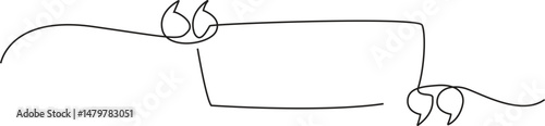 Quotation marks with space for text in a continuous one-stroke pattern. One continuous line of paw prints. Vector illustration, editable stroke.