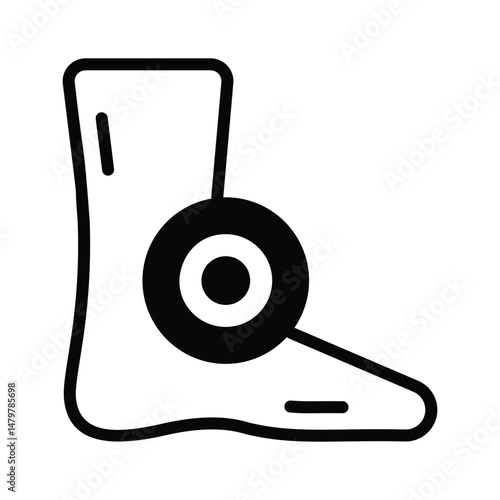 Ankle pain icon creatively designed in glyph style
