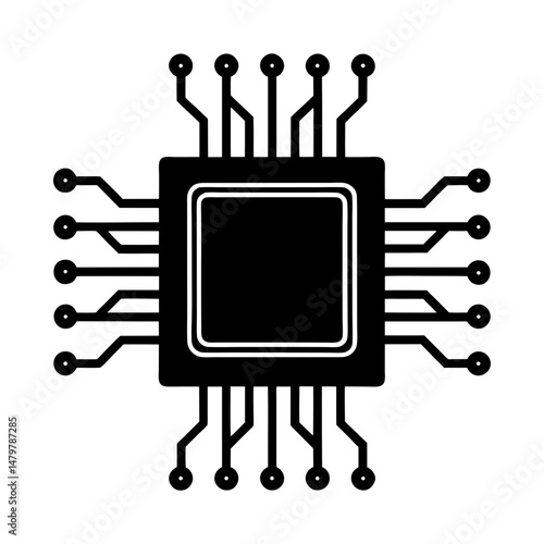 Integrated Circuit (IC) silhouette vector