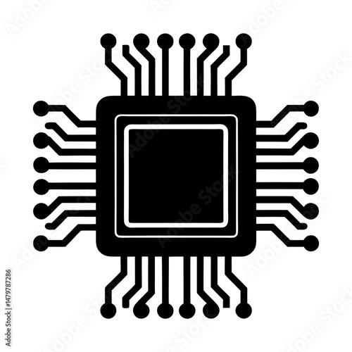 Integrated Circuit (IC) silhouette vector