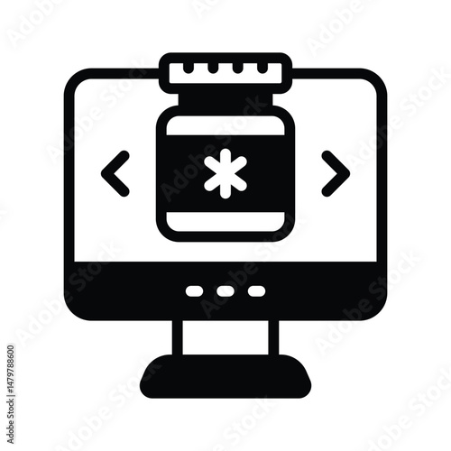 Check this trendy glyph style icon of online medicine