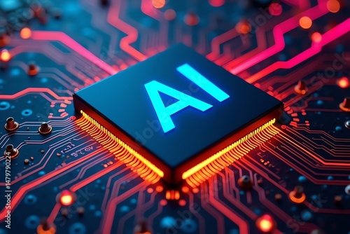 AI chip ablaze on motherboard