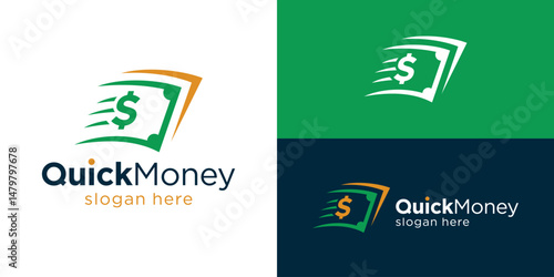 Creative simple quick money logo template. Fast cash for finance professional business  logo design vector illustration.