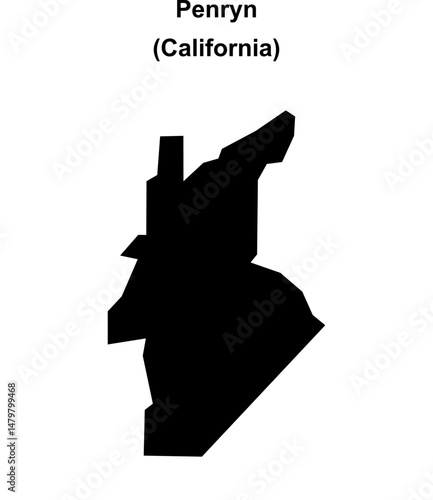 Penryn (California) blank outline map