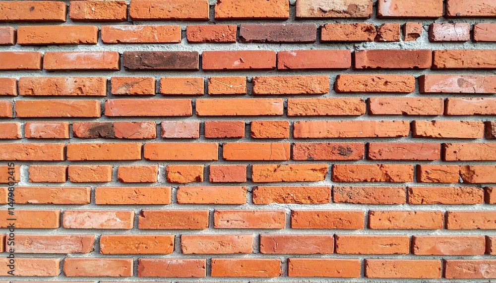 Fototapeta premium Red brick wall background. Stonework pattern 