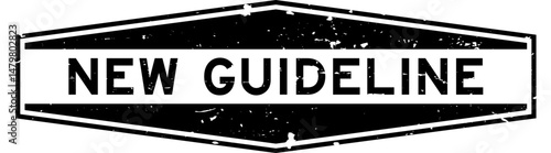 Grunge black new guideline word hexagon rubber seal stamp on white background