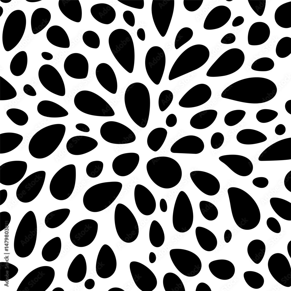 Abstract black and white pattern with irregular shapes, resembling cow spots. Vector illustration Abstract black and white pattern with irregular shapes, resembling cow spots. Vector illustration