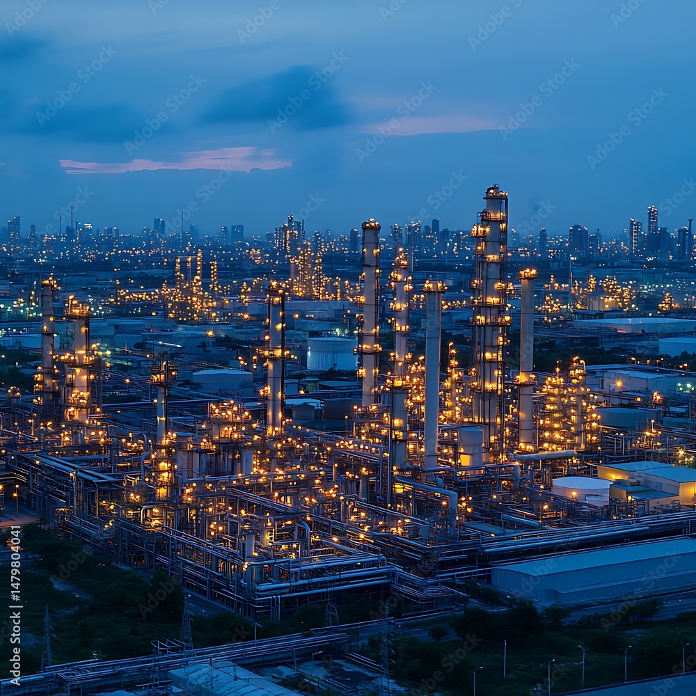 Fototapeta premium Industrial complex at night