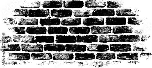 Grungy black and white brick wall texture with distressed details. Vector illustration