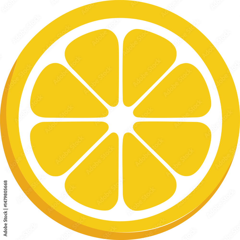 Yellow lemon slice icon with a bright and bold geometric design. Vector illustration Yellow lemon slice icon with a bright and bold geometric design. Vector illustration