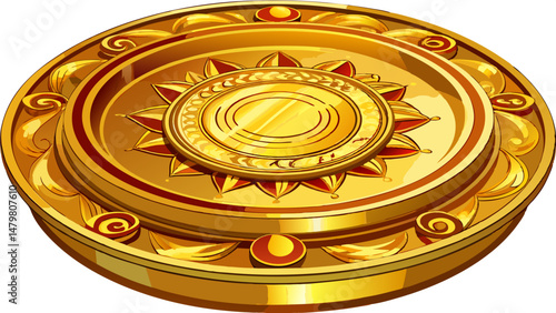 traditional gold plate isolated on white background