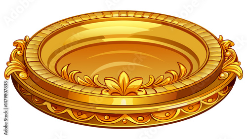 traditional gold plate isolated on white background