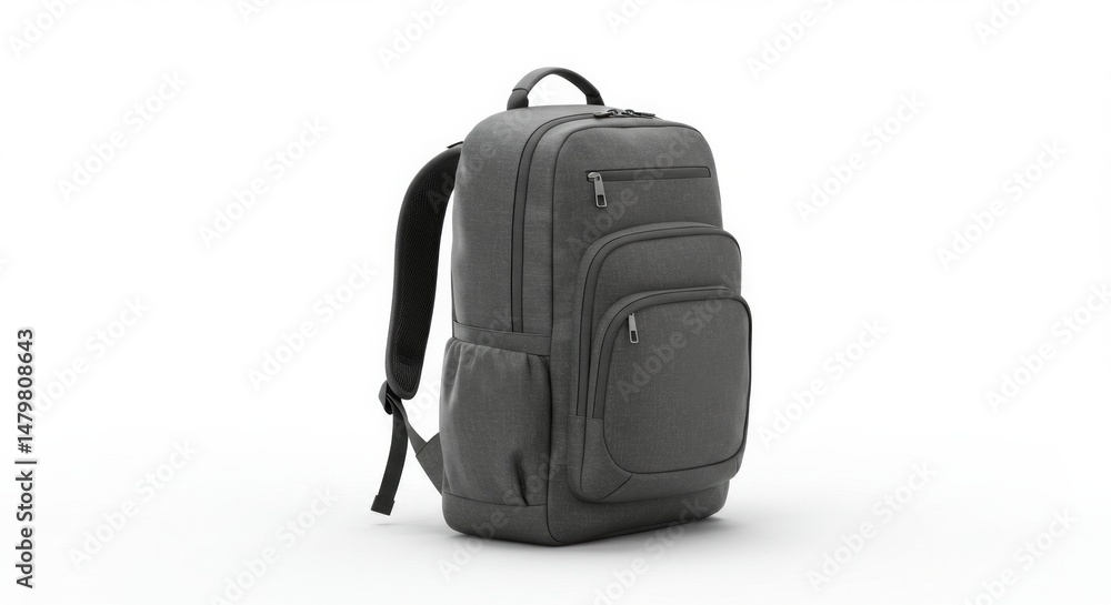 Naklejka premium Stylish gray backpack with multiple compartments ideal for various uses