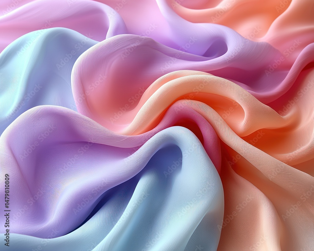 Soft, flowing fabric in a spectrum of pastel colors Soft, flowing fabric in a spectrum of pastel colors
