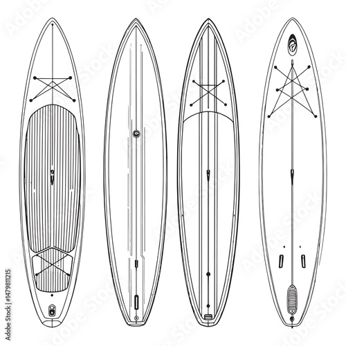 simple paddleboard silhouette on tranquil water vector art
