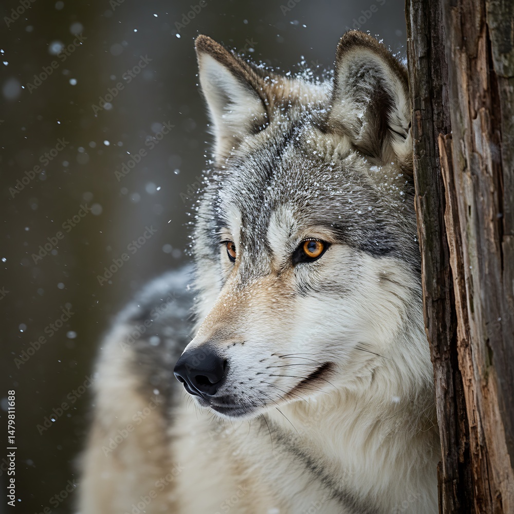 Fototapeta premium Winter Wolf: Eyes of the Wild
