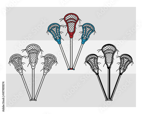 Lacrosse Stick SVG Silhouette Bundle, Lacrosse Silhouette, Sports Svg, Lacrosse Ball Svg, Lacrosse Png, Lacrosse Monogram, Split Monogram, Circle Monogram