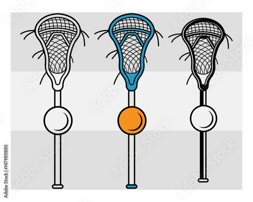Lacrosse Stick SVG Silhouette Bundle, Lacrosse Silhouette, Sports Svg, Lacrosse Ball Svg, Lacrosse Png, Lacrosse Monogram, Split Monogram, Circle Monogram