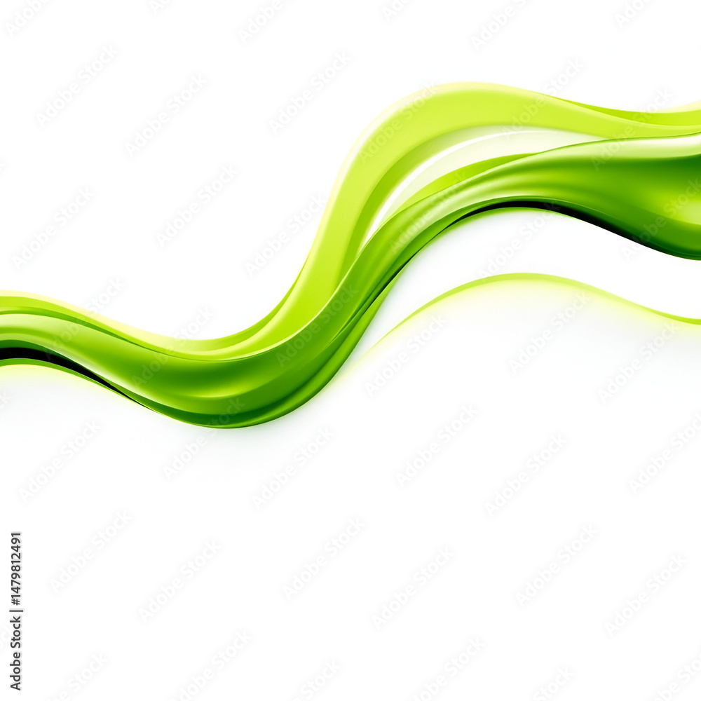 Abstract waves of vivid lime green are crisply isolated on a white background, showcasing high-definition clarity Abstract waves of vivid lime green are crisply isolated on a white background, showcasing high-definition clarity