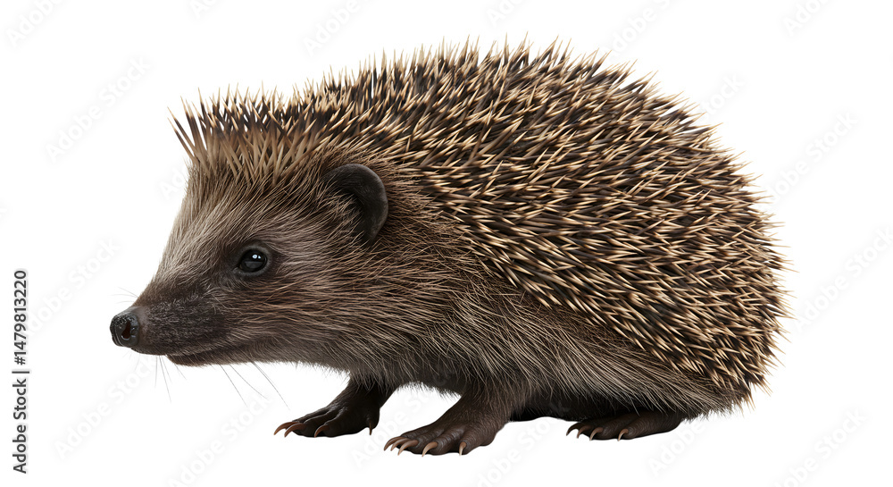 Fototapeta premium Adorable Hedgehog Isolated on Black
