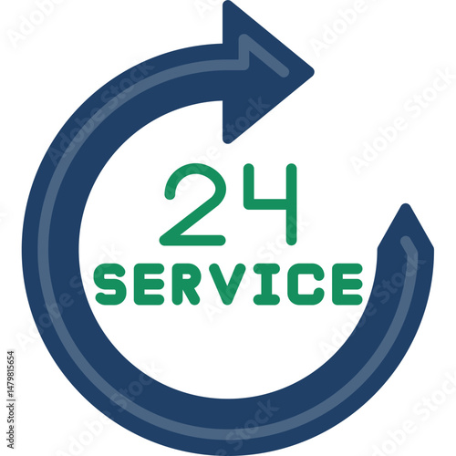24 Service Icon Around-the-Clock Support Badge