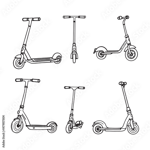 Skate Scooter Line Art Minimalist Vector Illustration