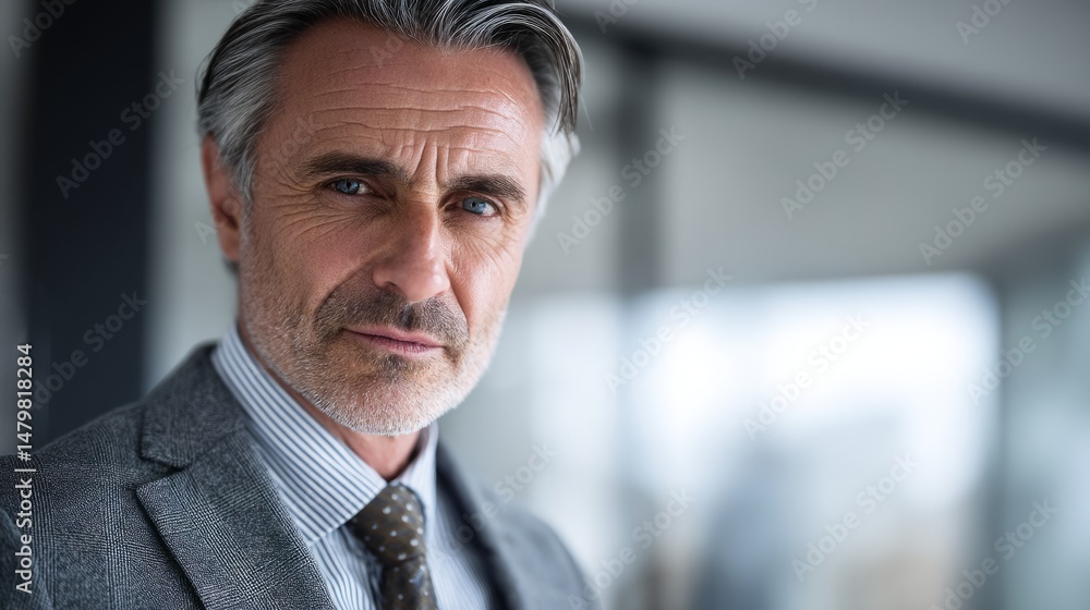 Fototapeta premium Confident business professional in formal attire, embodying leadership and professionalism in a corporate environment 