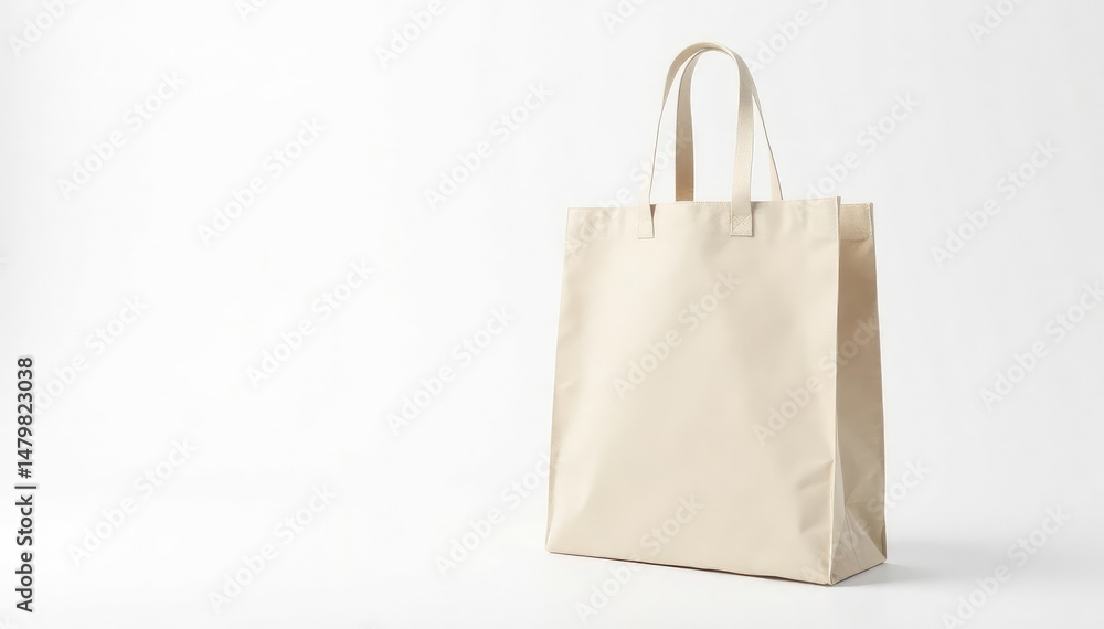 Beige canvas shopping bag, isolated on white Clean, simple studio shot , packaging, template Beige canvas shopping bag, isolated on white Clean, simple studio shot , packaging, template