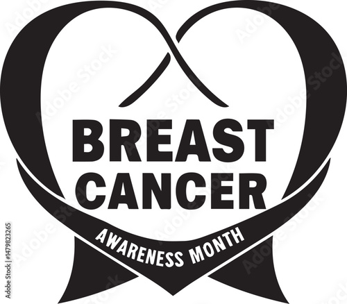 Breast Cancer Awareness Month Graphic with Pink Ribbon