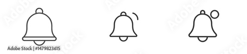 Set of web icons representing notification bells for various usage scenarios